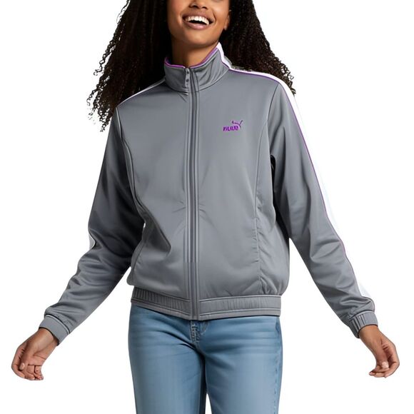 VTG 90s Y2K Puma Track Jacket Windbreaker Full Zip Gray White Purple 62200 Sz M - Picture 2 of 13